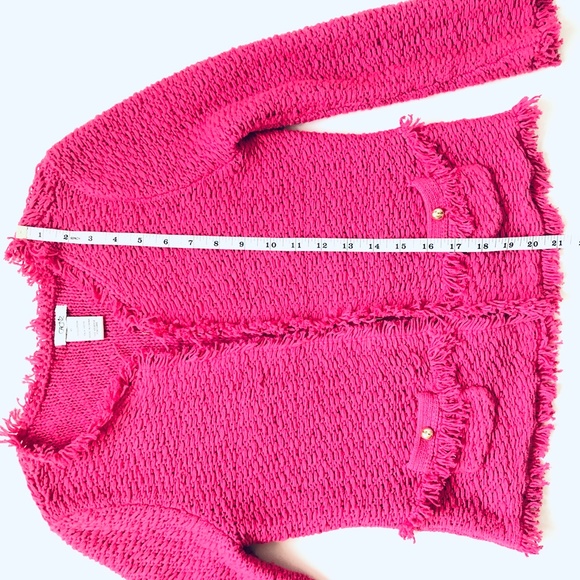 CACHE Pink Knit Jacket Sweater Cardigan Blazer Sz XS - Picture 7 of 13